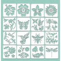 SET 16 STENCIL INSECTOS Y FLORES