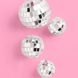 PACK 3 BOLAS O BURBUJAS TOPPER DECORACION DISCOTECA PLATA ESPEJO CON PALO