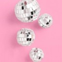 PACK 4 BOLAS O BURBUJAS TOPPER DECORACION DISCOTECA PLATA ESPEJO CON PALO