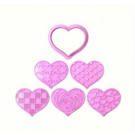 SET CORTADOR CON 5 MARCADORES CORAZON AMOR SAN VALENTIN