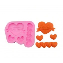 MOLDE SILICONA CORAZONES CON MENSAJES DE AMOR