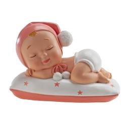 FIGURA BAUTIZO NIÑA BEBE CON POMPON DEKORA