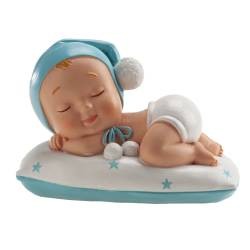 FIGURA BAUTIZO NIÑO BEBE CON POMPON DEKORA