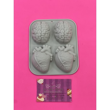 MOLDE SILICONA CEREBROS Y CORAZONES REALISTAS