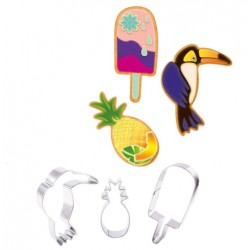 SET 3 CORTADORES TROPICALES TUCAN PIÑA Y HELADO