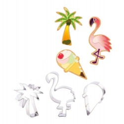 SET 3 CORTADORES TROPICALES FLAMENCO HELADO Y PIÑA