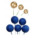 PACK 25 BOLAS O BURBUJAS TOPPER DECORACION MIX AZUL BRILLO Y ORO