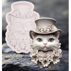 MOLDE SILICONA CARA GATO ELEGANCE SOMBRERO 2
