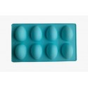 MOLDE SILICONA PROFESIONAL 8 SEMI HUEVOS 6.5 CM