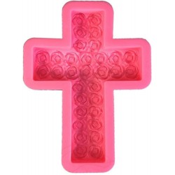 MOLDE SILICONA CRUZ CRUCIFIJO GRANDE FLORES