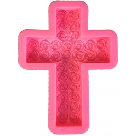 MOLDE SILICONA CRUZ CRUCIFIJO GRANDE FLORES