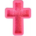 MOLDE SILICONA CRUZ CRUCIFIJO GRANDE FLORES