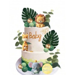 SET TOPPERS 3D ANIMALITOS SELVA Y HOJAS