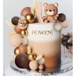 PACK 12 BOLAS O BURBUJAS TOPPER DECORACION MIX MARRONES ORO