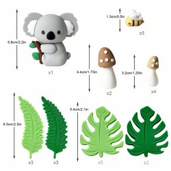SET TOPPERS 3D KOALA Y HOJAS