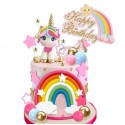 SET DECORACIONES FIGURA UNICORNIO CARTEL, ARCOIRIS Y BURBUJAS