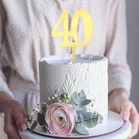 TOPPER 40 NUMERO ORO ESPEJO