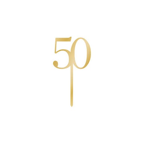 TOPPER 50 NUMERO ORO ESPEJO
