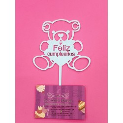 TOPPER OSITO FELIZ CUMPLEAÑOS AZUL