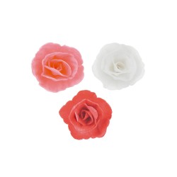 PACK 6 FLORES ROSAS PEQUEÑAS OBLEA 3D