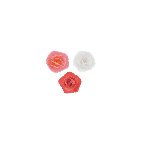 PACK 6 FLORES ROSAS PEQUEÑAS OBLEA 3D