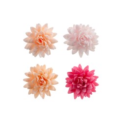 PACK 4 FLORES POMPON GRANDE COLORES OBLEA 3D