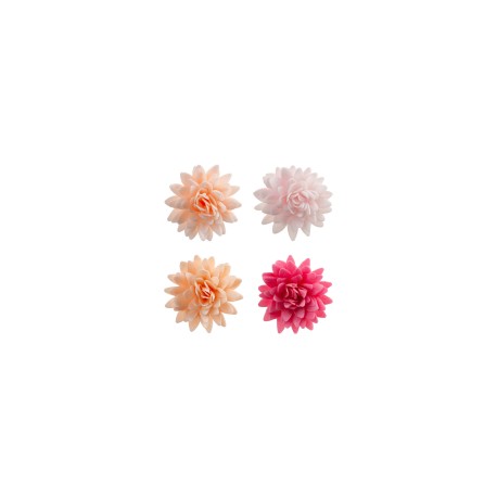 PACK 4 FLORES POMPON GRANDE COLORES OBLEA 3D