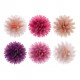 PACK 6 FLORES POMPON PEQUEÑO COLORES OBLEA 3D