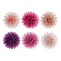 PACK 6 FLORES POMPON PEQUEÑO COLORES OBLEA 3D