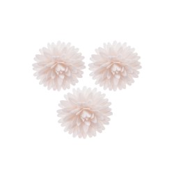 PACK 6 FLORES POMPON PEQUEÑO BLANCO OBLEA 3D
