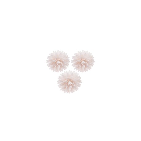 PACK 6 FLORES POMPON PEQUEÑO BLANCO OBLEA 3D