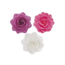 PACK 4 FLORES ROSA GRANDE COLORES OBLEA 3D