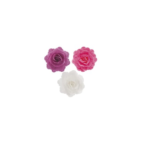 PACK 4 FLORES ROSA GRANDE COLORES OBLEA 3D