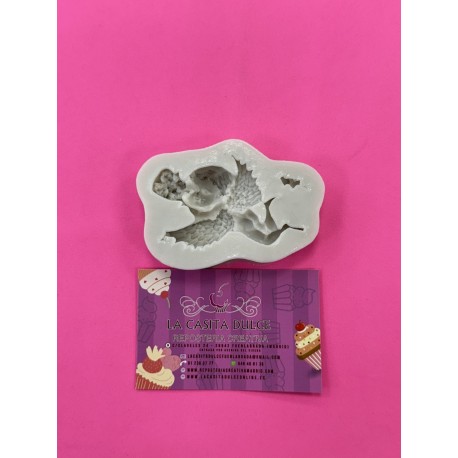 MOLDE ANGELITO CON ALAS Y FLORES