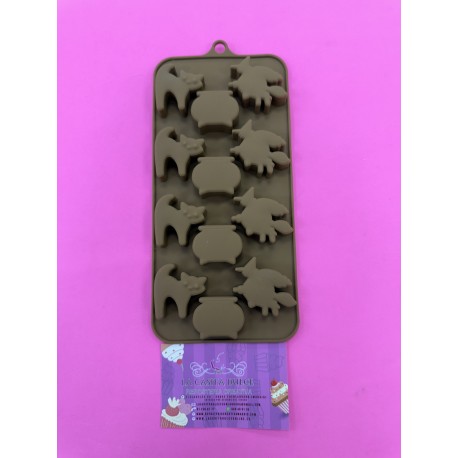 MOLDE BRUJAS GATOS Y CALDEROS BOMBONES