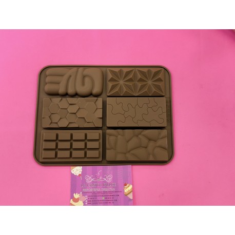 MOLDE SILICONA 6 TABLETAS DE CHOCOLATE MEDIANAS GEOMETRICOS DUBAI