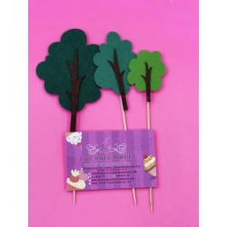 SET 3 TOPPER ARBOLES VERDES FIELTRO