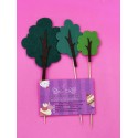 SET 3 TOPPER ARBOLES VERDES FIELTRO