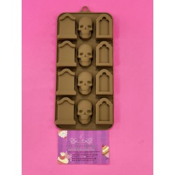 MOLDE SILICONA CALAVERAS Y LAPIDAS BOMBON