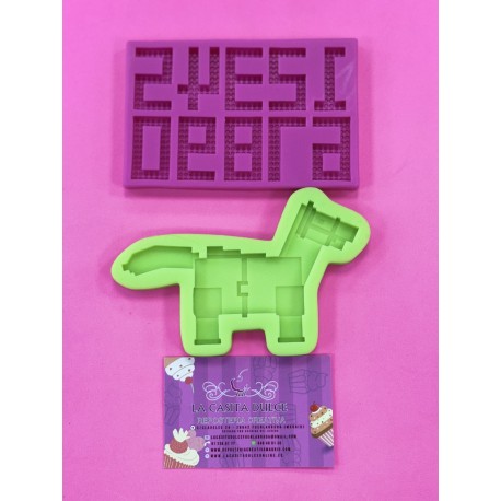 SET 2 MOLDES SILICONA NUMEROS Y LLAMA MINECRAFT