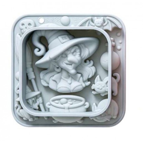 MOLDE SILICONA BRUJA Y HALLOWEEN THINGS