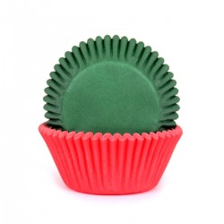 50 CAPSULAS CUPCAKE ROJAS Y VERDES HOUSE OF MARIE