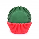50 CAPSULAS CUPCAKE ROJAS Y VERDES HOUSE OF MARIE