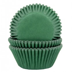 50 CAPSULAS CUPCAKE VERDES OSCURO HOUSE OF MARIE