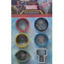 SET 6 CORTADORES METALICOS GALLETAS MARVEL CON AGARRE DE COLORES