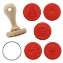 SET SELLOS SILICONA NAVIDAD CON MANGO MADERA Y CORTADOR PME