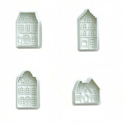 SET 4 CORTADORES EXPULSOR CASITAS NAVIDAD CLASSIC