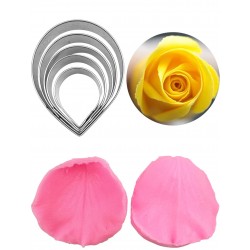 SET 5 CORTADORES PETALO ROSA Y TEXTURIZADOR DOBLE HOJA ROSAL GRANDE