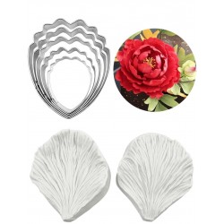 SET 5 CORTADORES PETALO PEONIA Y TEXTURIZADOR DOBLE GRANDE