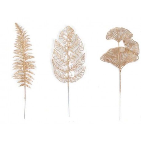 PACK 3 TOPPER DECORACION HOJAS CALADAS ORO
